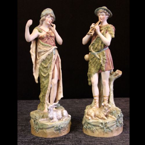 Pair of Royal Dux Figures of Goat Herders