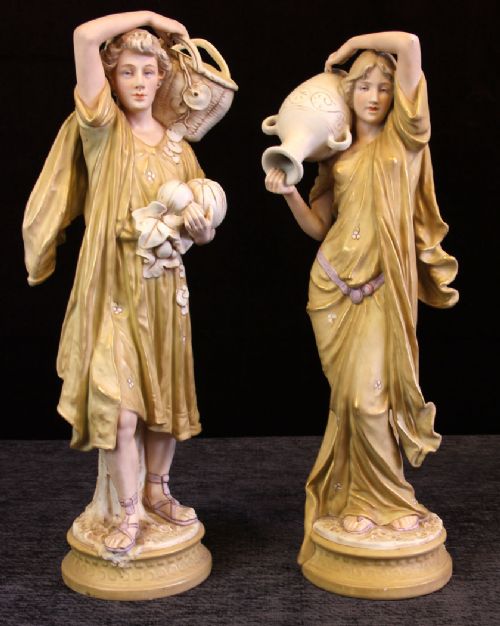 Large Pair Antique Royal Dux Figures
