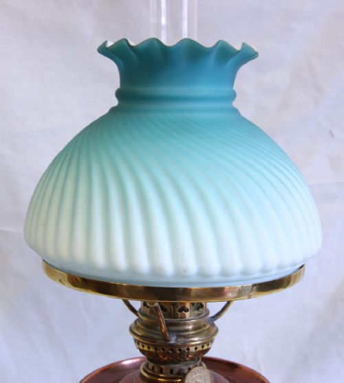 fig 1. Antique Miniature Table Oil Lamp & Shade