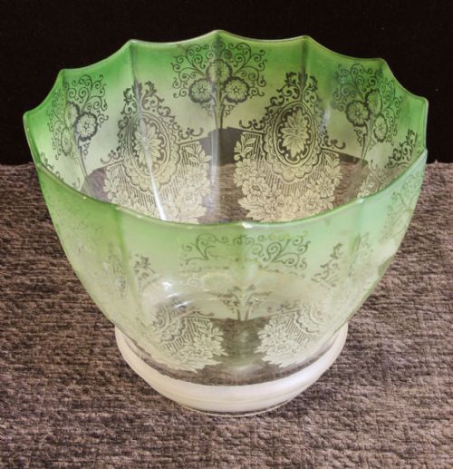 ANTIQUE VICTORIAN PALE GREEN OIL LAMP SHADE - ADDITIONAL PHOTO 1
