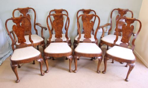 A Superb Set of Eight Burr Walnut Dining Chairs