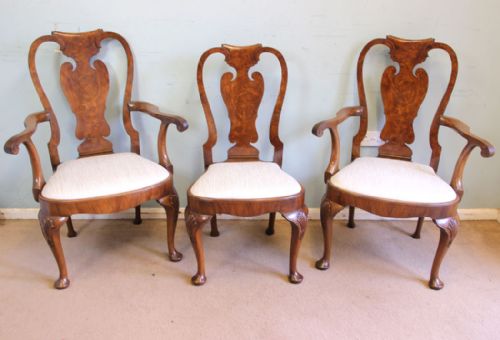 fig 1. A Superb Set of Eight Burr Walnut Dining Chairs