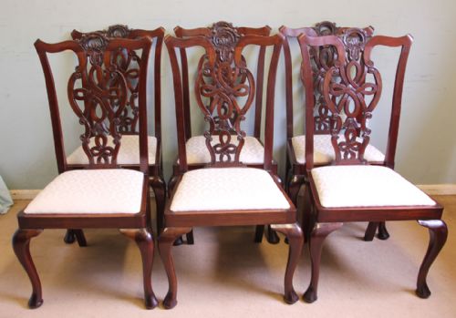 ANTIQUE SET SIX ANTIQUE MAHOGANY CHIPPENDALE STYLE DINING CHAIRS - ADDITIONAL PHOTO 8