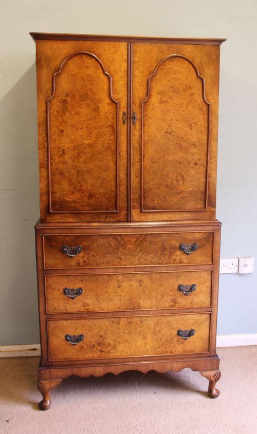 Burr Walnut Tallboy Chest Drawers