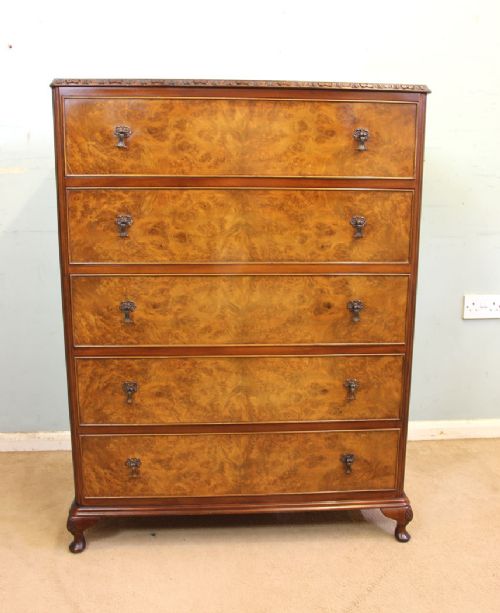 Burr Walnut Chest of Drawers.