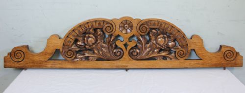Antique Late Victorian Carved Oak Pediment