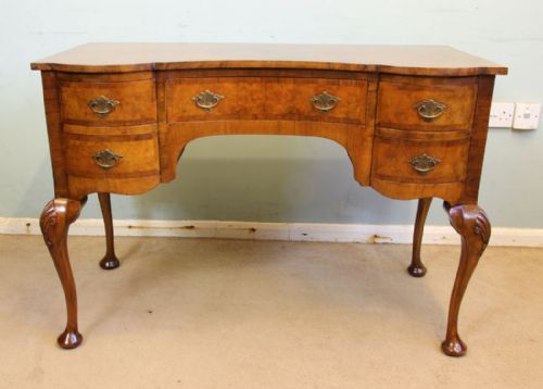 Antique Burr Walnut Writing Desk Side Table Dressing Table