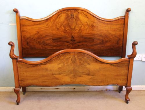 Antique Figured Walnut Double Bed