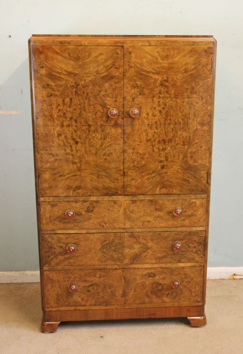 Antique Burr Walnut Chest of Drawers Tallboy