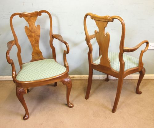 fig 1. Set of Eight Queen Anne Style Walnut Dining Chairs