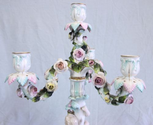 ANTIQUE PAIR GERMAN PORCELAIN CANDELABRAS - ADDITIONAL PHOTO 10