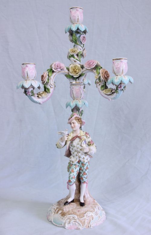 ANTIQUE GERMAN PORCELAIN CANDELABRA
