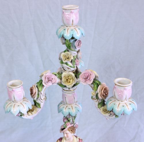 ANTIQUE GERMAN PORCELAIN CANDELABRA - ADDITIONAL PHOTO 2