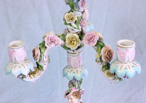 ANTIQUE GERMAN PORCELAIN CANDELABRA - ADDITIONAL PHOTO 3