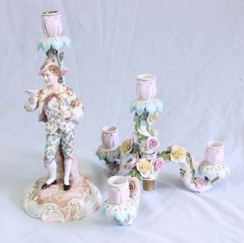 ANTIQUE GERMAN PORCELAIN CANDELABRA - ADDITIONAL PHOTO 10