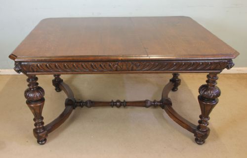 Antique Carved Oak Dining Centre Table.