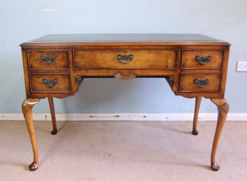 Burr Walnut Writing Desk Queen Anne Style