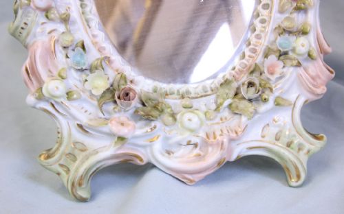 ANTIQUE SITZENDORF PORCELAIN MIRROR - ADDITIONAL PHOTO 2