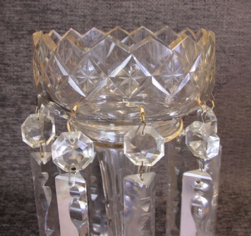 ANTIQUE VICTORIAN CUT GLASS LUSTRE - ADDITIONAL PHOTO 4
