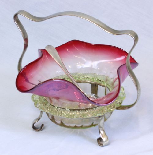 ANTIQUE CRANBERRY VASELINE GLASS PRESERVE DISH - ADDITIONAL PHOTO 10
