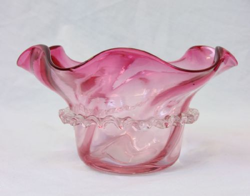 ANTIQUE CRANBERRY GLASS PRESERVE DISH - ADDITIONAL PHOTO 3