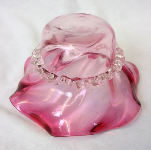 ANTIQUE CRANBERRY GLASS PRESERVE DISH - ADDITIONAL PHOTO 5