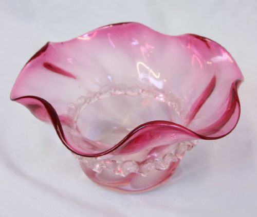 ANTIQUE CRANBERRY GLASS PRESERVE DISH - ADDITIONAL PHOTO 6