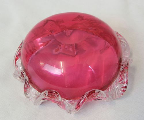 ANTIQUE CRANBERRY GLASS PRESERVE DISH SILVER PLATED STAND - ADDITIONAL PHOTO 4