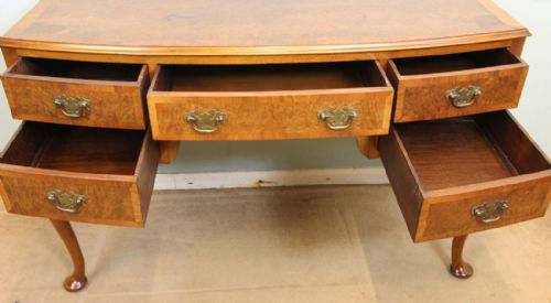 BURR WALNUT BOW FRONT WRITING SIDE TABLE - ADDITIONAL PHOTO 9