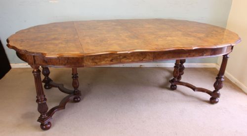 fig 1. Antique Burr Walnut Extending Dining Table
