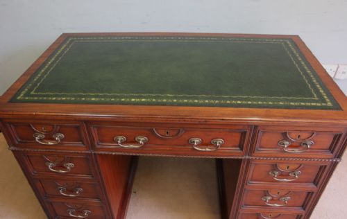 ANTIQUE VICTORIAN EDWARDIAN MAHOGANY KNEE HOLE PEDESTAL WRITING DESK - ADDITIONAL PHOTO 8
