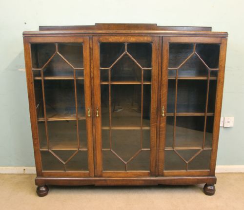 Antique Oak Glazed Bookcase