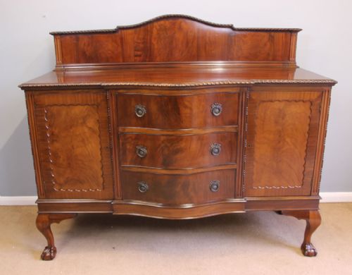 Antique Serpentine Front Mahogany Chiffonier Sever Sideboard