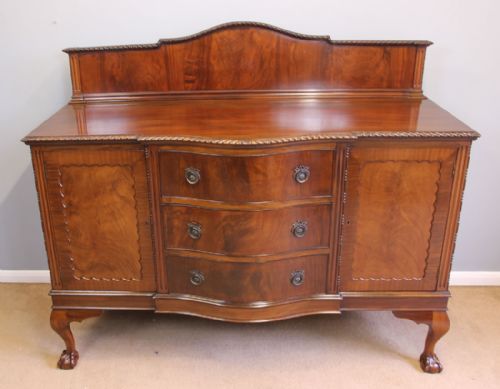 fig 1. Antique Serpentine Front Mahogany Chiffonier Sever Sideboard