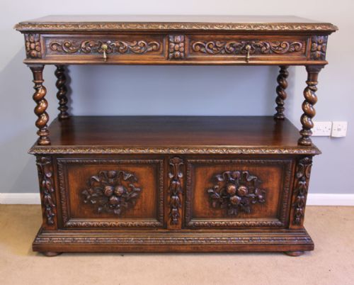 Antique Carved Oak Buffet Sideboard Server