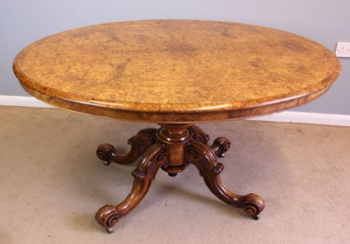 Fine Antique Victorian Burr Walnut Loo Centre Table.