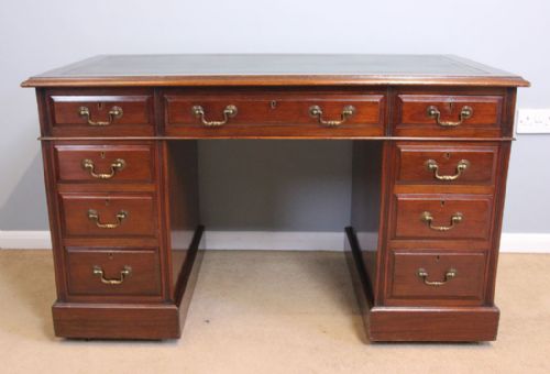 Antique Mahogany Pedestal Writing Desk