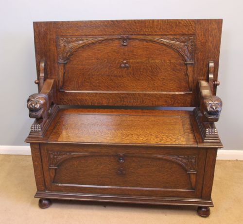 Antique Oak Monks Bench
