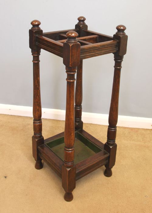 Antique Oak Umbrella Stick Stand.