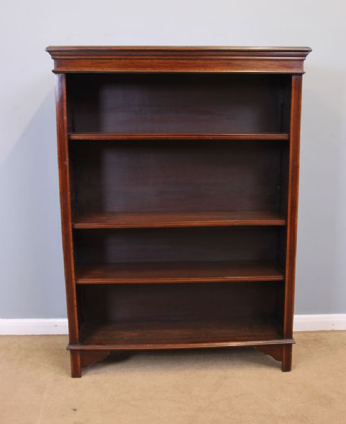 Antique Inlaid Mahogany Open Bookcase