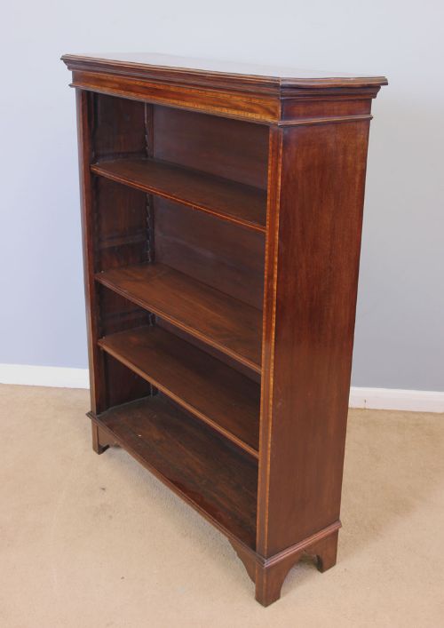 fig 1. Antique Inlaid Mahogany Open Bookcase