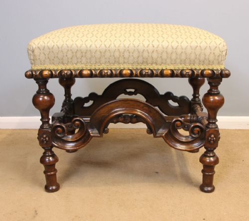Antique 19th Century Outstanding Quality Walnut Stool.