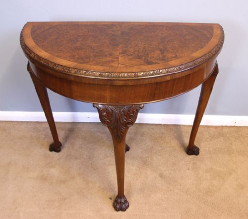 Queen Anne Style Burr Walnut Card Games Table