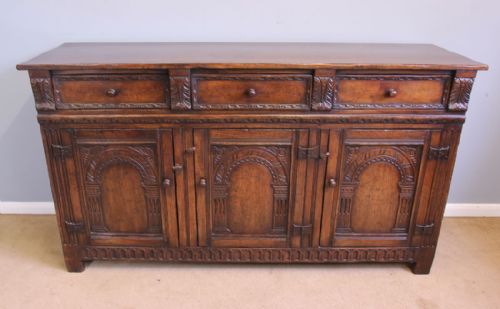 Antique Carved Oak Dresser Base Sideboard.