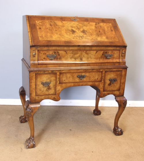 Antique Burr Walnut Writing Bureau.