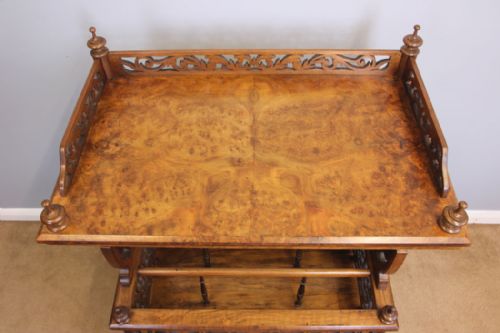 ANTIQUE VICTORIAN BURR WALNUT CANTERBURY - ADDITIONAL PHOTO 3