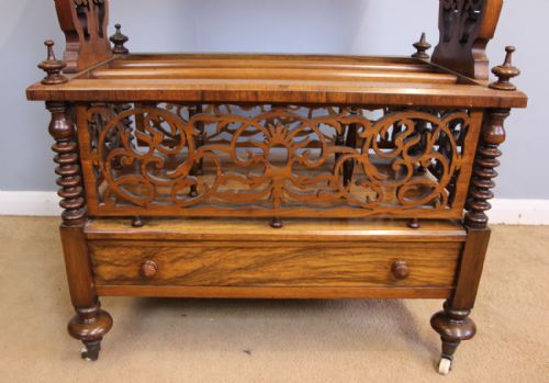 ANTIQUE VICTORIAN BURR WALNUT CANTERBURY - ADDITIONAL PHOTO 6