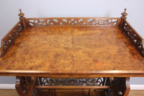 ANTIQUE VICTORIAN BURR WALNUT CANTERBURY - ADDITIONAL PHOTO 8
