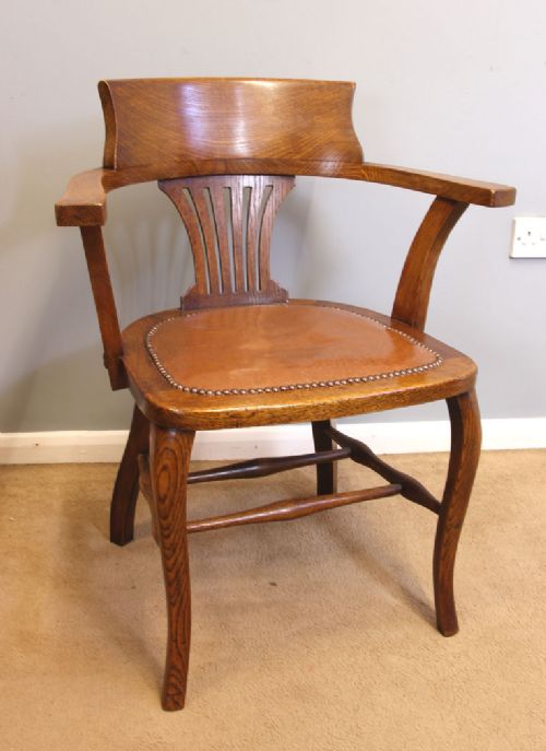 Antique Oak Desk Chair.
