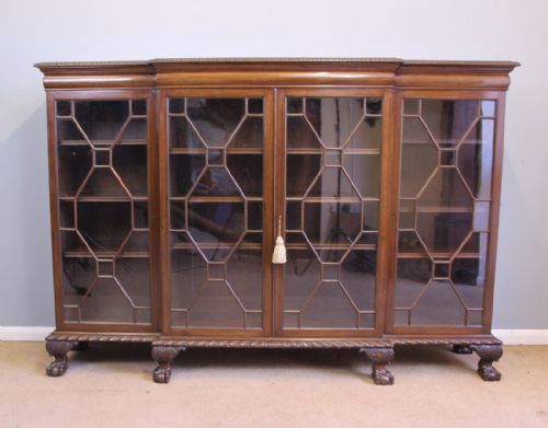 Breakfront Antique Mahogany Bookcase.